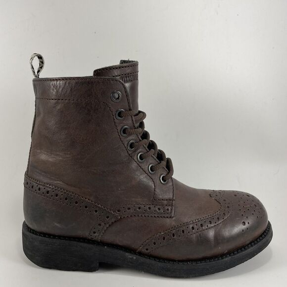 Bikkembergs Combat Brogue Boots Womens Size 37 US 6.5 Brown Leather Steel Toe